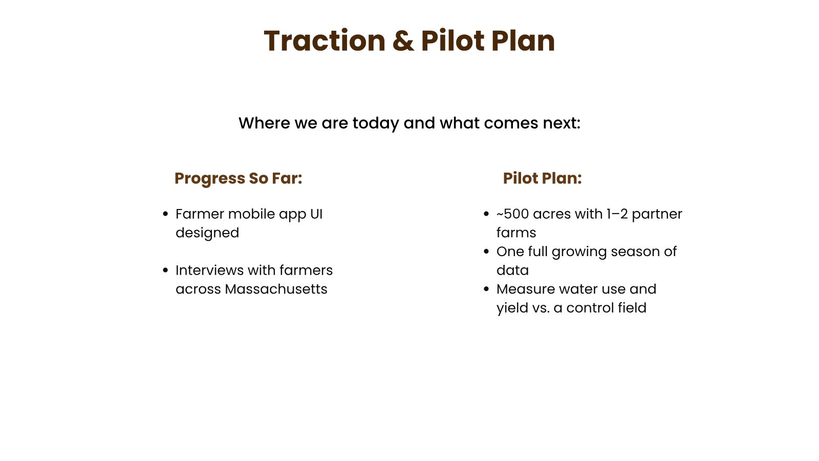 Slide: traction and pilot plan